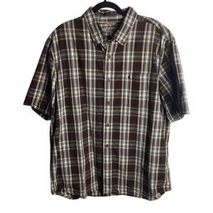 Carhartt Men's Size Xl Plaid Button Down Shirt Relaxed Fit Brown Casual Cotton